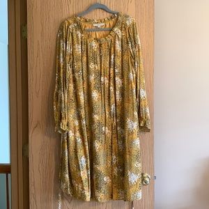 LOFT plus size 18 yellow floral tie-waist shift dress